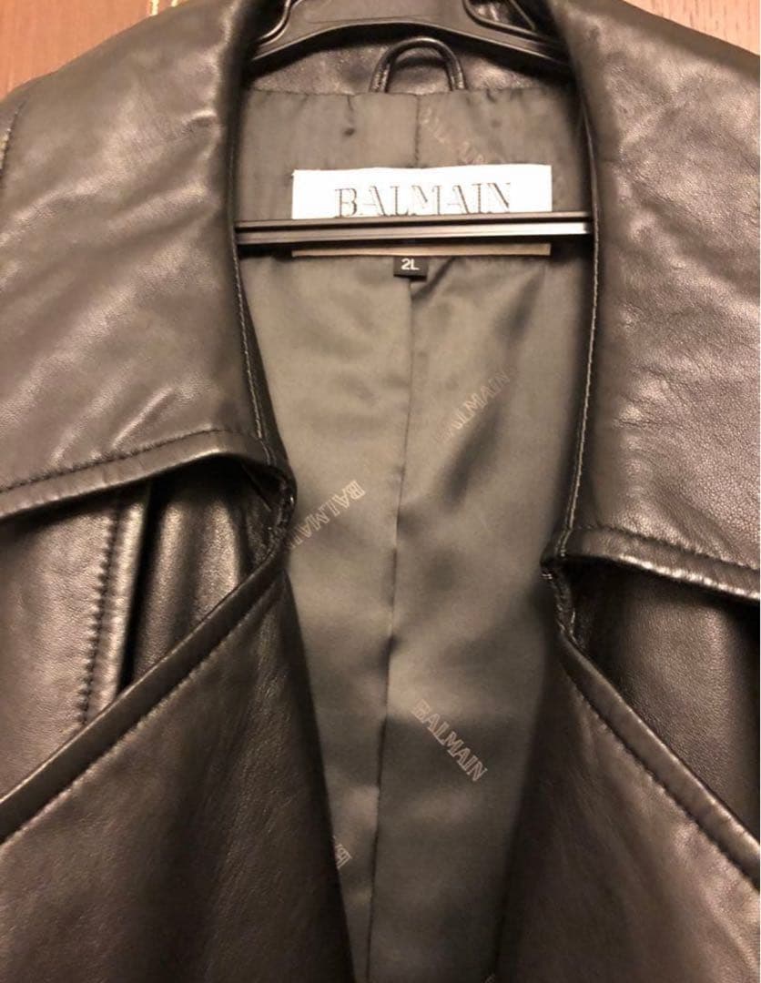 Balmain ラムレザー　ロングコート