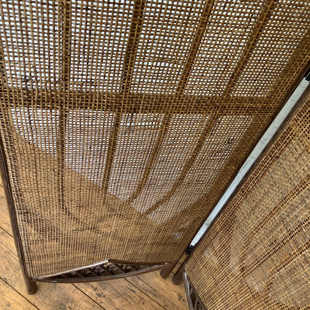 昭和レトロ エスニック ラタン 3連 パーテーション 間仕切り 仕切り