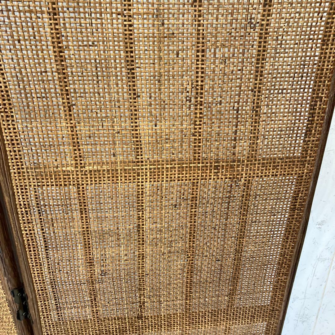 昭和レトロ エスニック ラタン 3連 パーテーション 間仕切り 仕切り