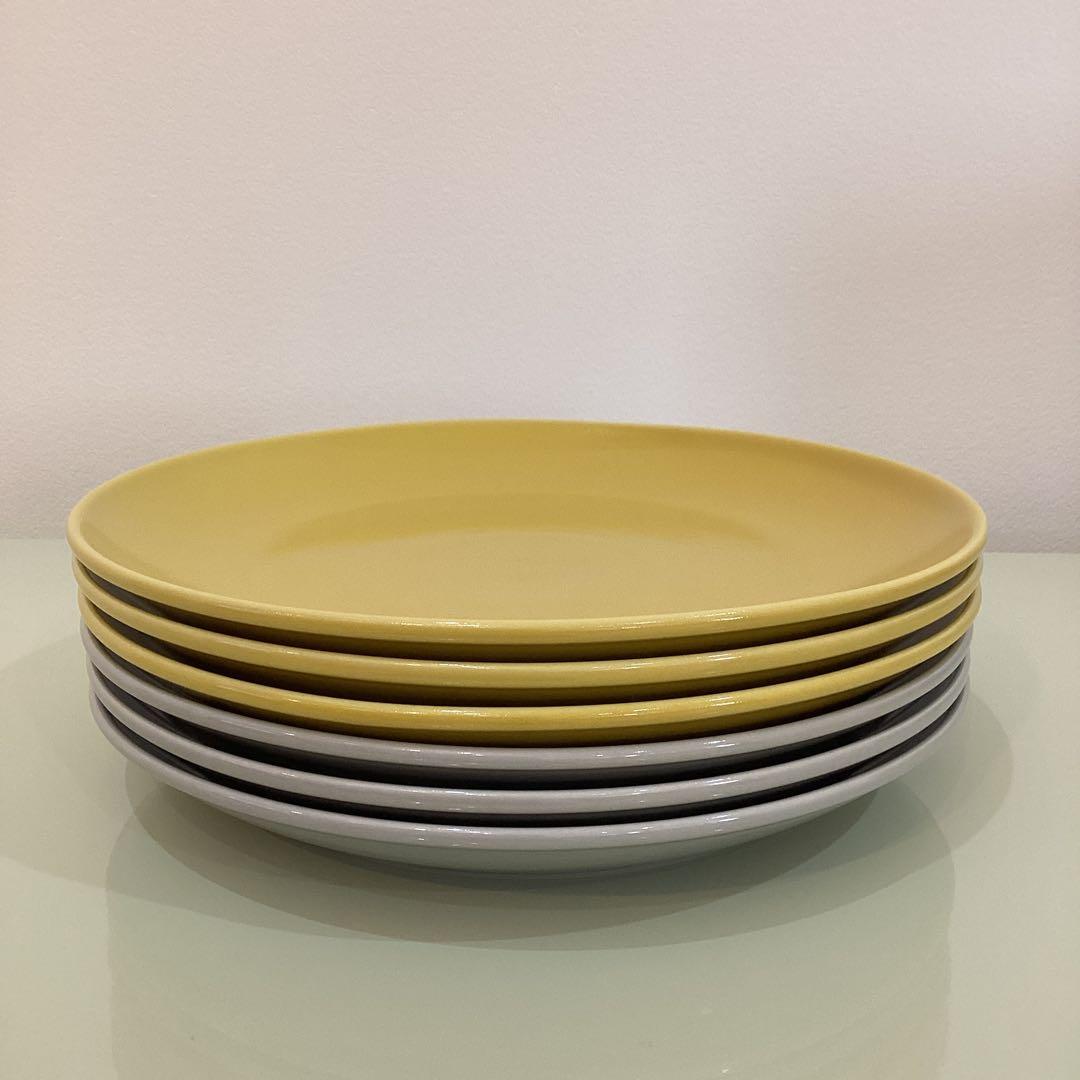 【新品】波佐見焼common プレート240mmイエロー・グレー各3枚
