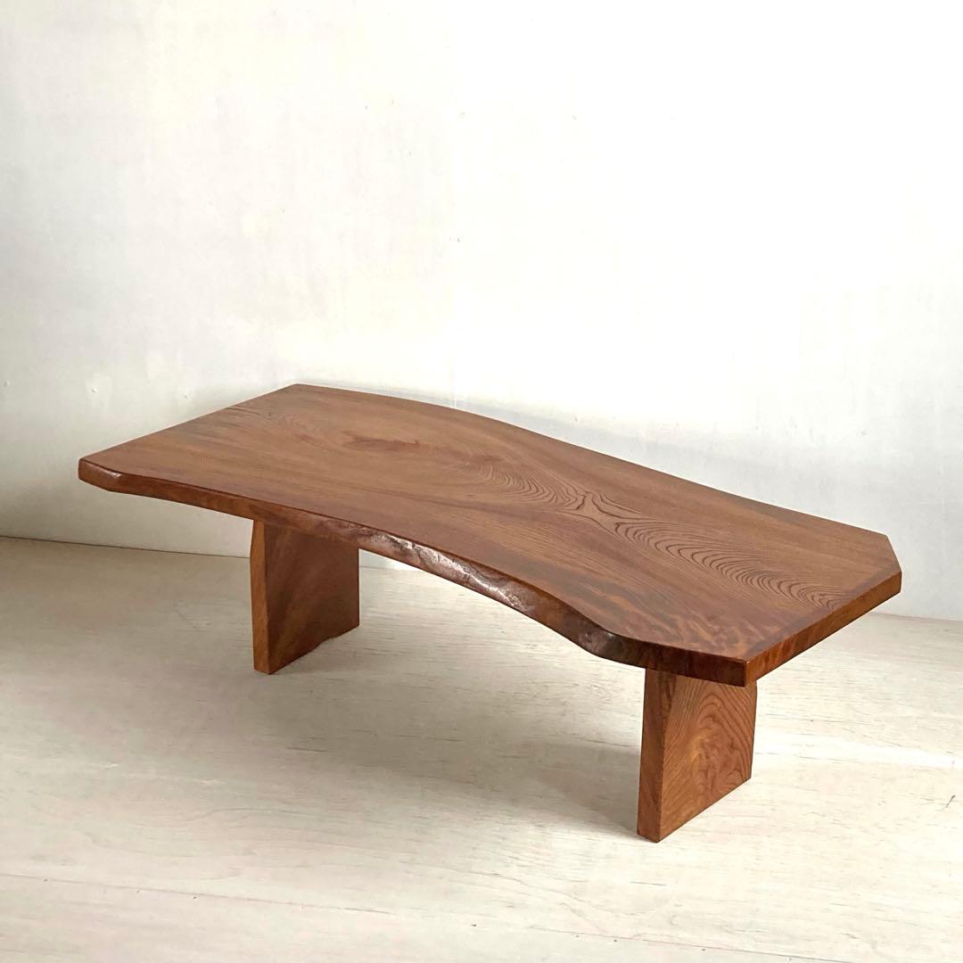 古い木製 テーブル けやき 欅 一枚板 耳付き