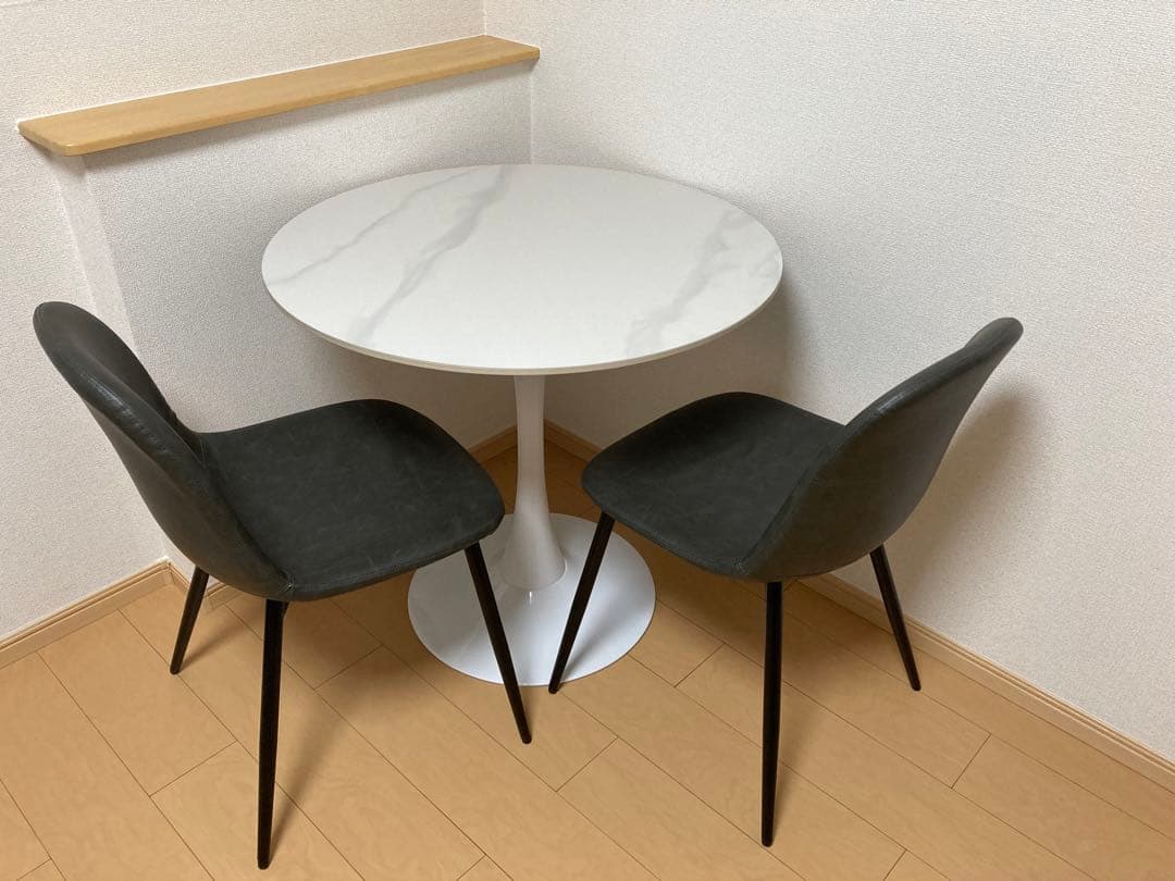 「引取限定」「美品」円形ダイニングテーブル80cm ダイニングチェア 3点セット