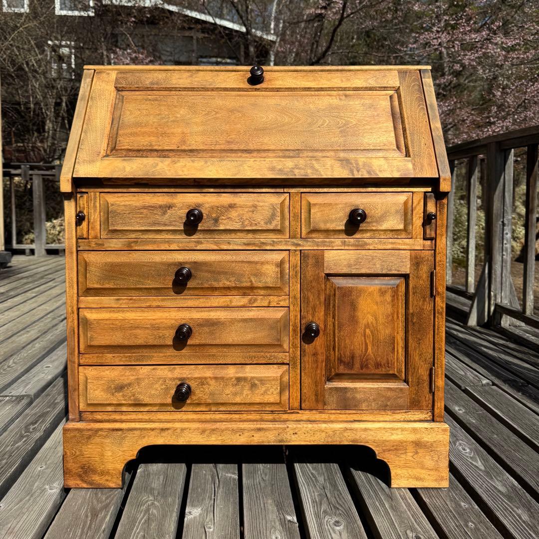 ♪北海道民藝家具♪ライティングビューロー♪総天然木♪塗装アレンジ品♪