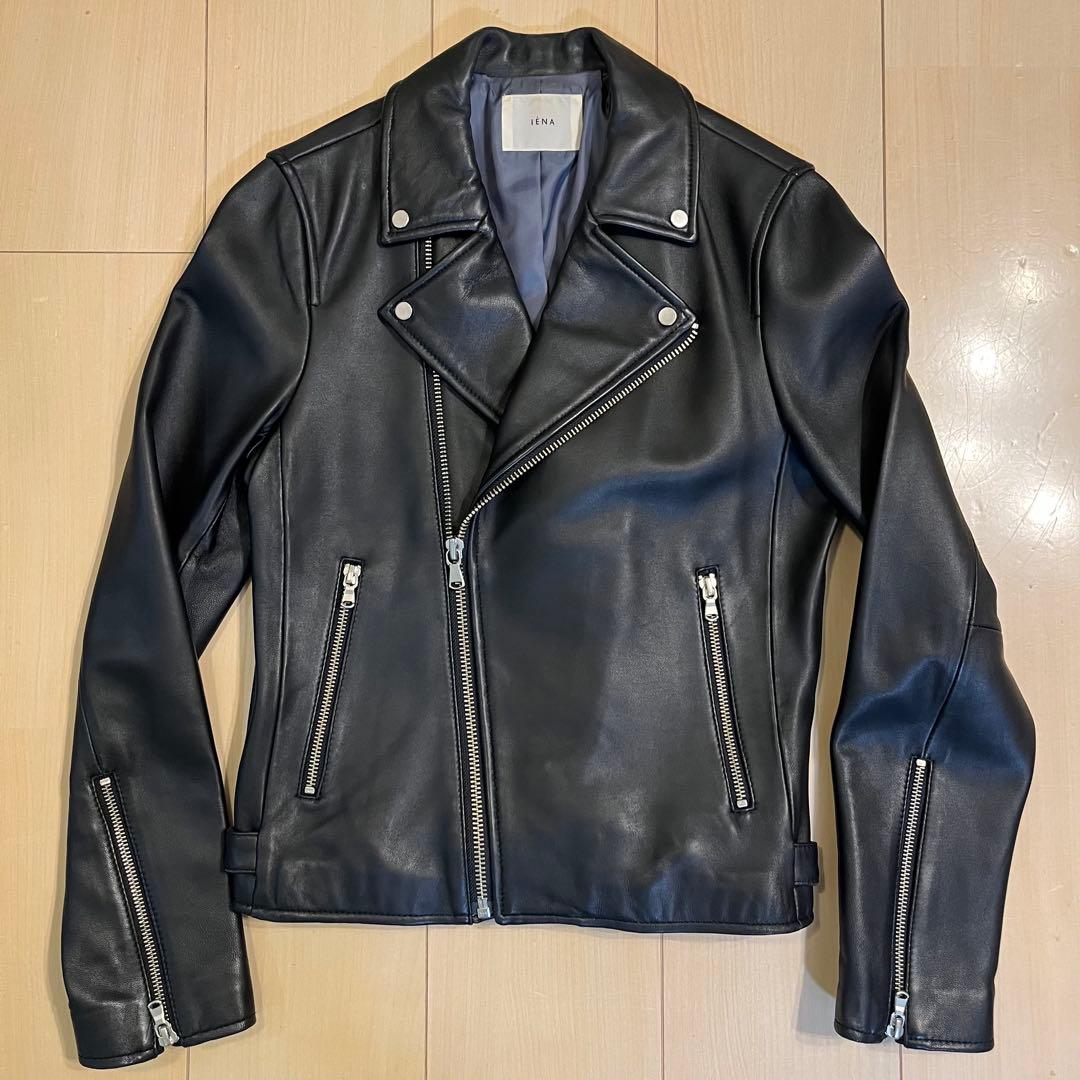 IENA ラムライダースブルゾン 38