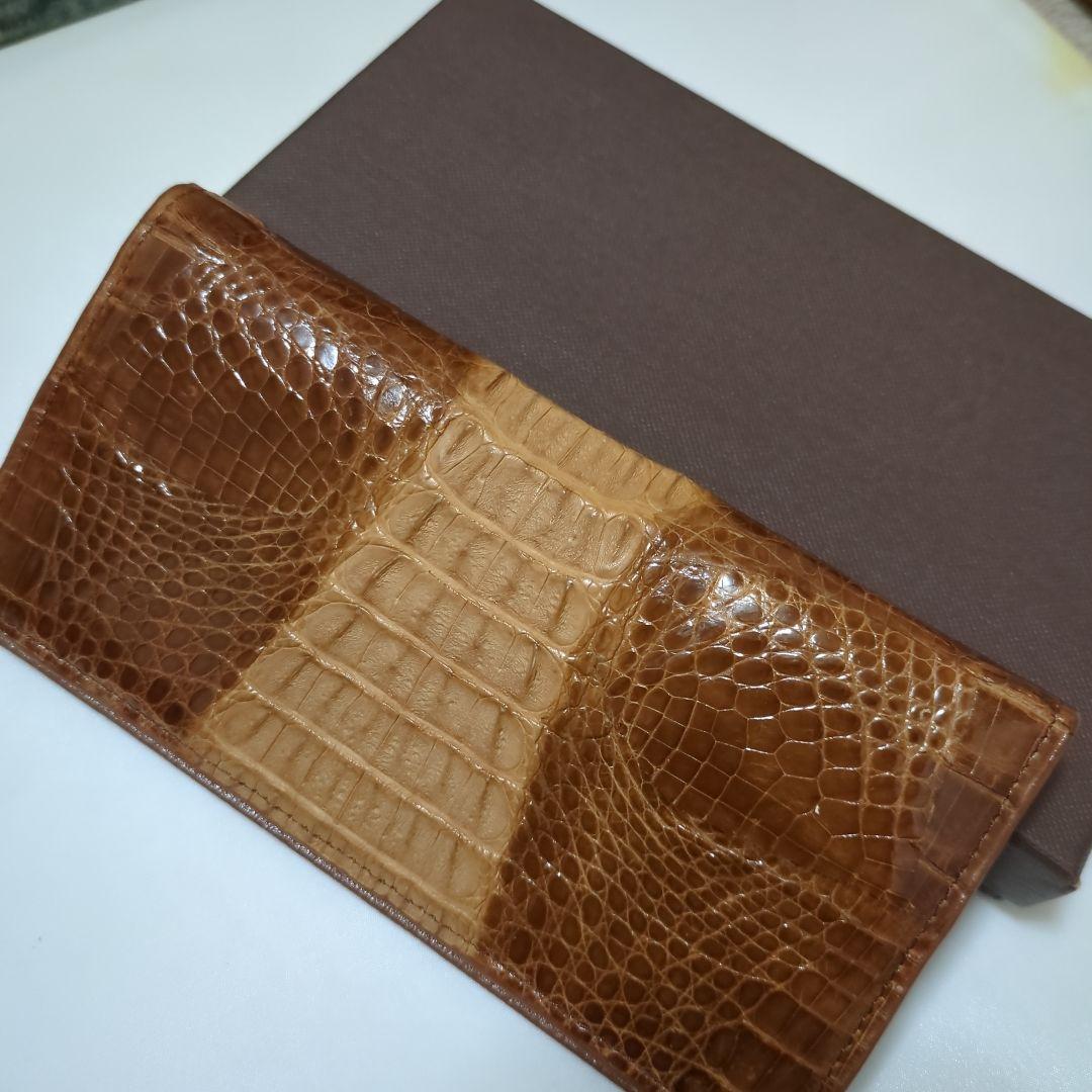 イタリアブランド】ロダニア　本物クロコダイル ブラウン一匹取り長財布　未使用