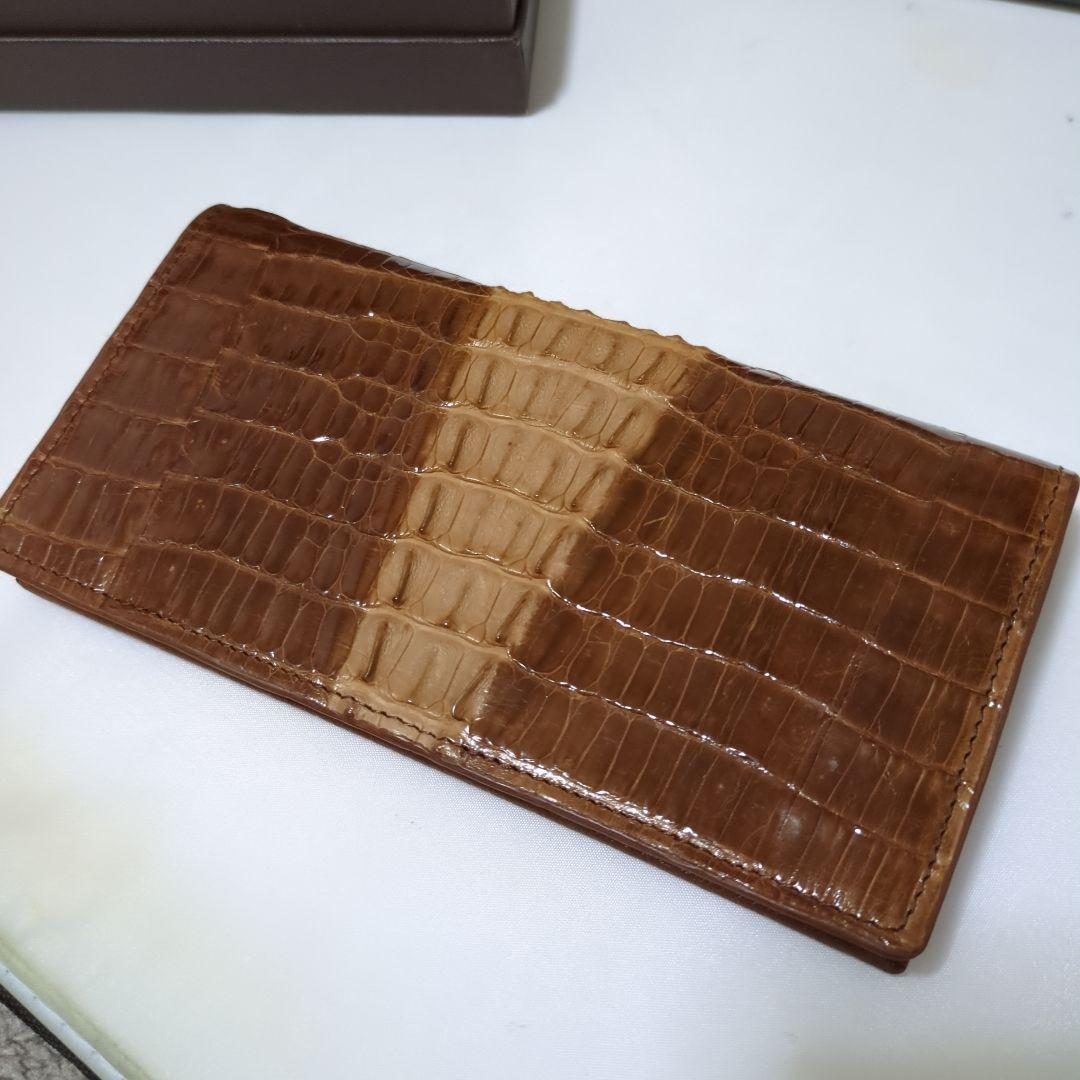 イタリアブランド】ロダニア　本物クロコダイル ブラウン一匹取り長財布　未使用