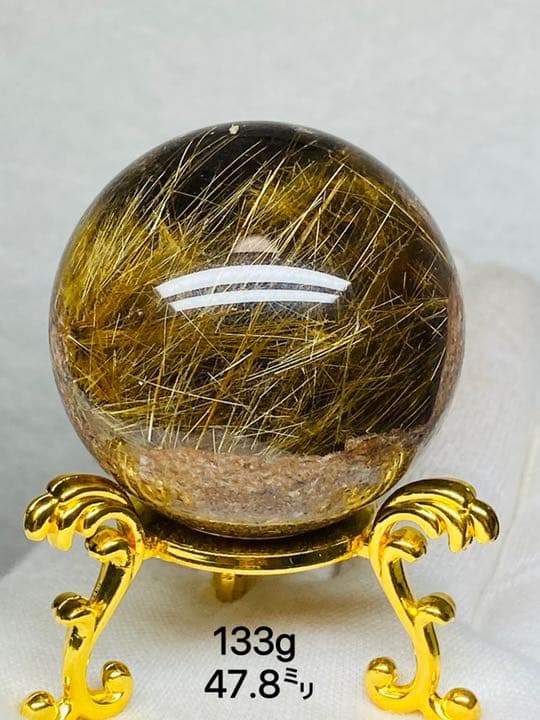 天然水晶球 極上珍品守護石★金針水晶❣️太陽発射ルチルクォーツ★金の花火★