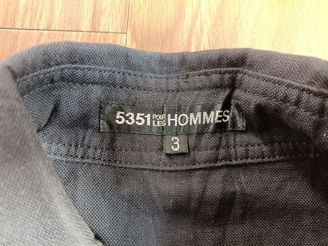 5351プール・オム ポンチョ付き半袖ワークシャツ 両腕と背中にレザー部分有り