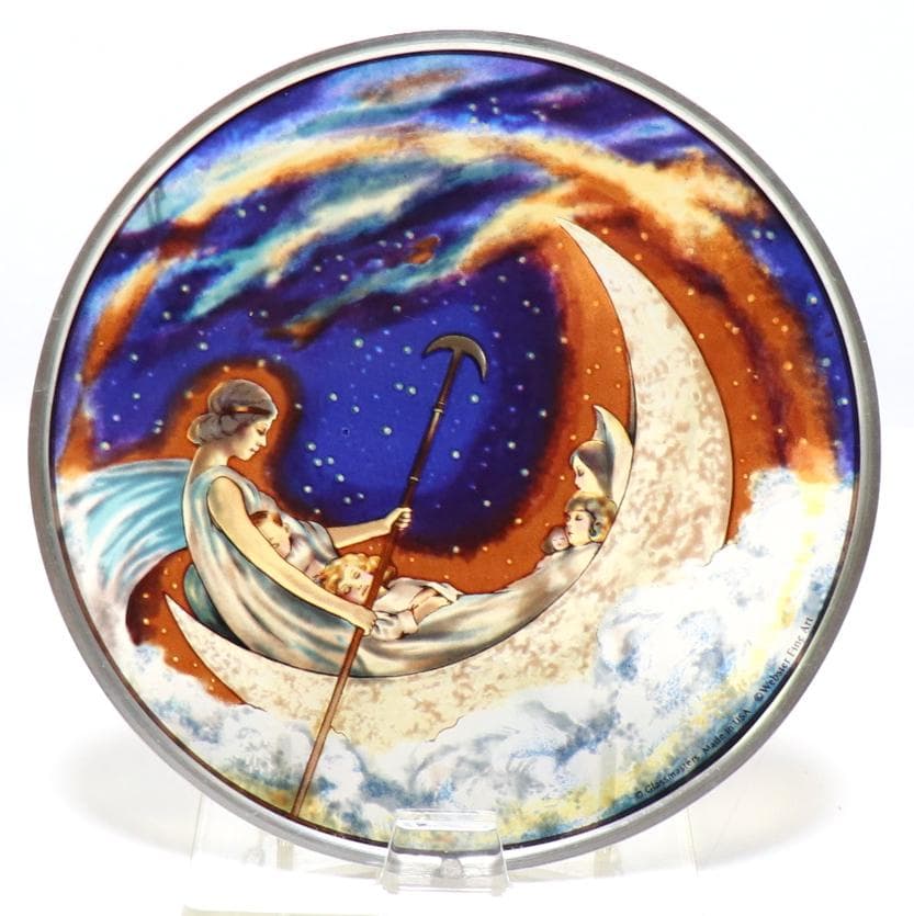 夢の国へ向かう月のボート ヴィンテージ ステンドグラス ヒュー・ウィリアムズ