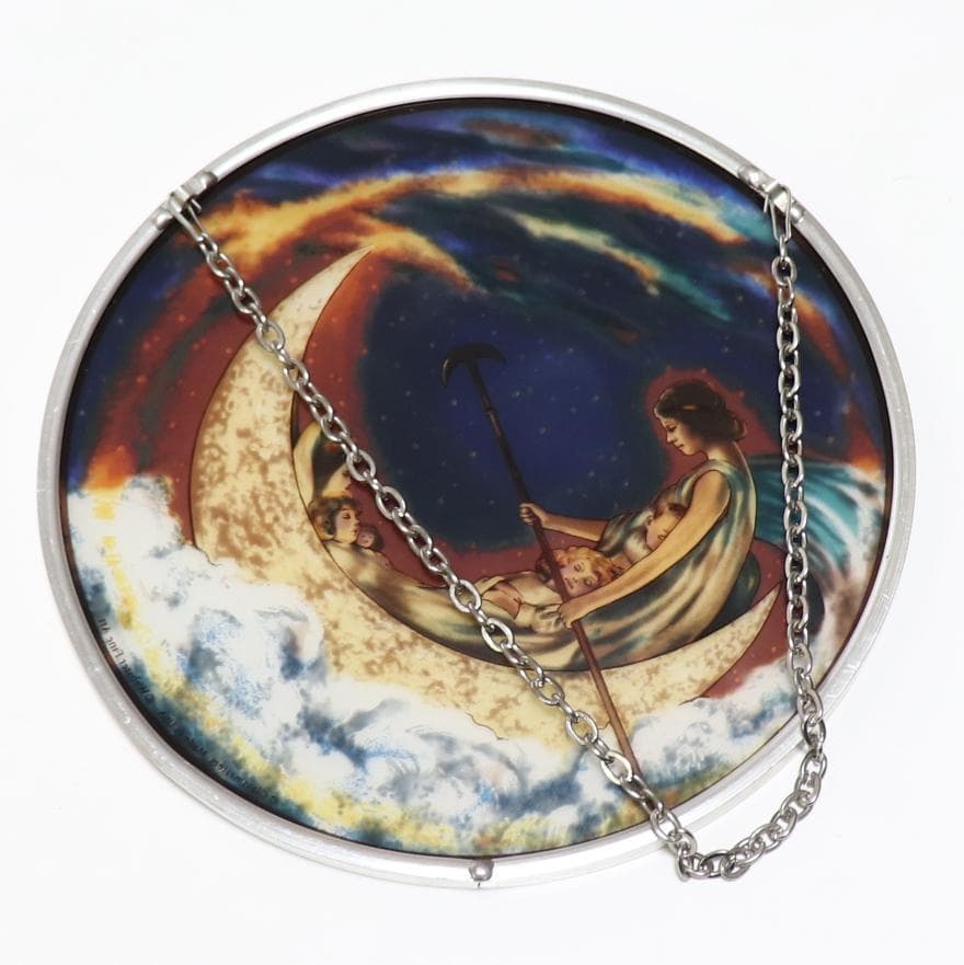 夢の国へ向かう月のボート ヴィンテージ ステンドグラス ヒュー・ウィリアムズ