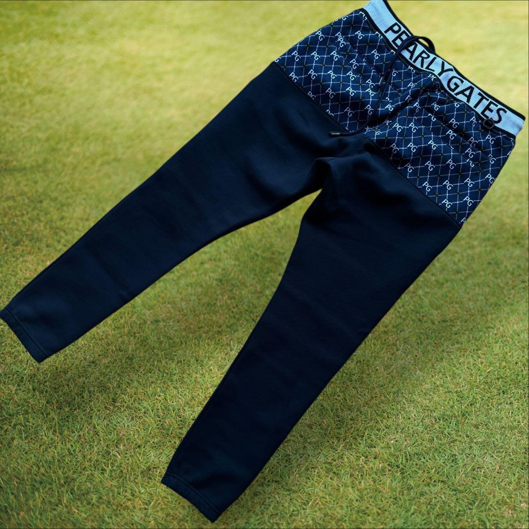 未使用品　パーリーゲイツ　ジョガーパンツ　M〜L相当　総柄　紺　ネイビー　4