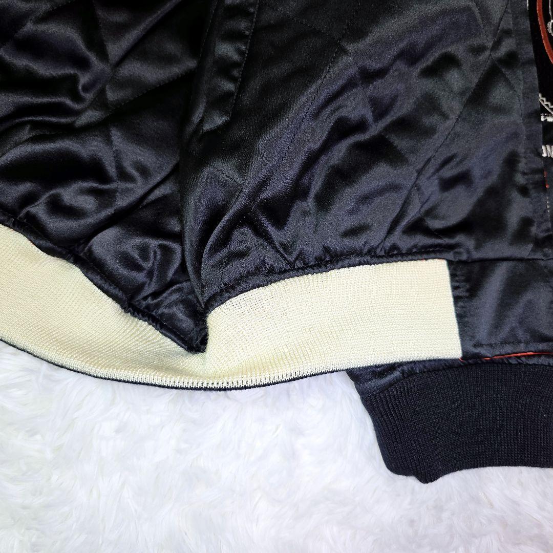 PEAK'D YELLOW スカジャン ブラック×オレンジ 刺繍 バイク 和柄