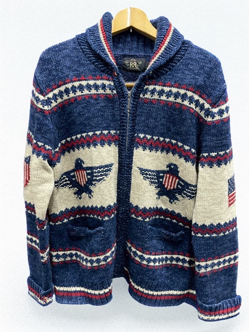 【RRL】ハンドニットFULL-ZIP ショールカラーカーディガン
