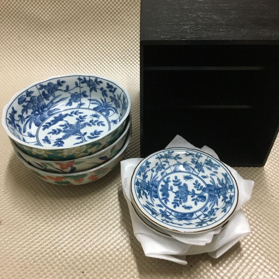 0652　盛鉢3客 小皿5客 菜箸1 セラミック藍