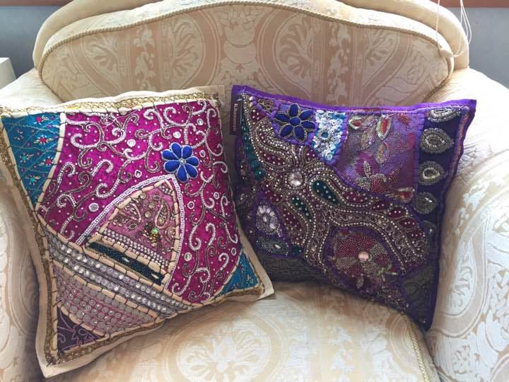 海外買い付け★クッションカバービーズ・ビジュー・ゴージャス・ベロア・アンティーク