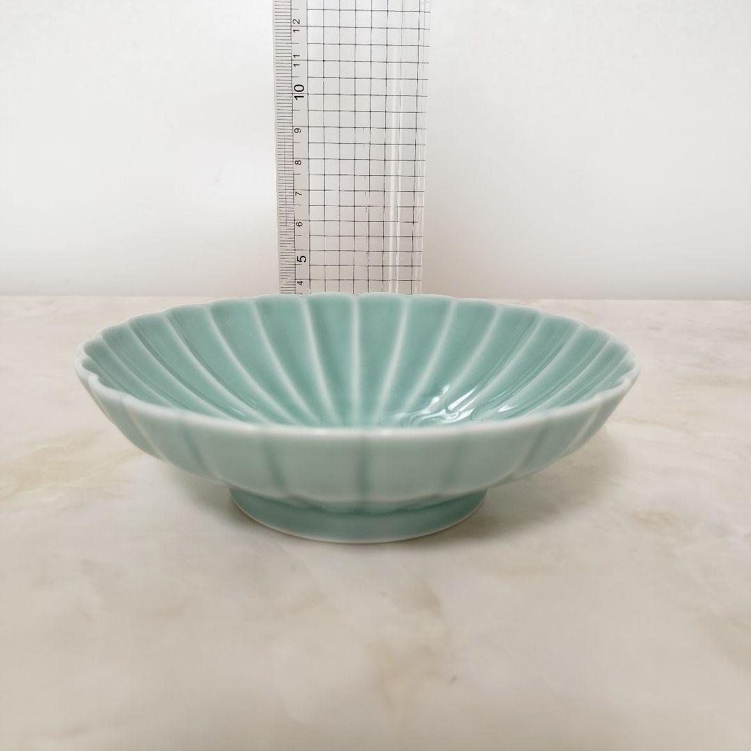 深川製磁 菊割小皿5枚セット 青磁 菊割小付揃 有田焼 菊型 小皿 和食器