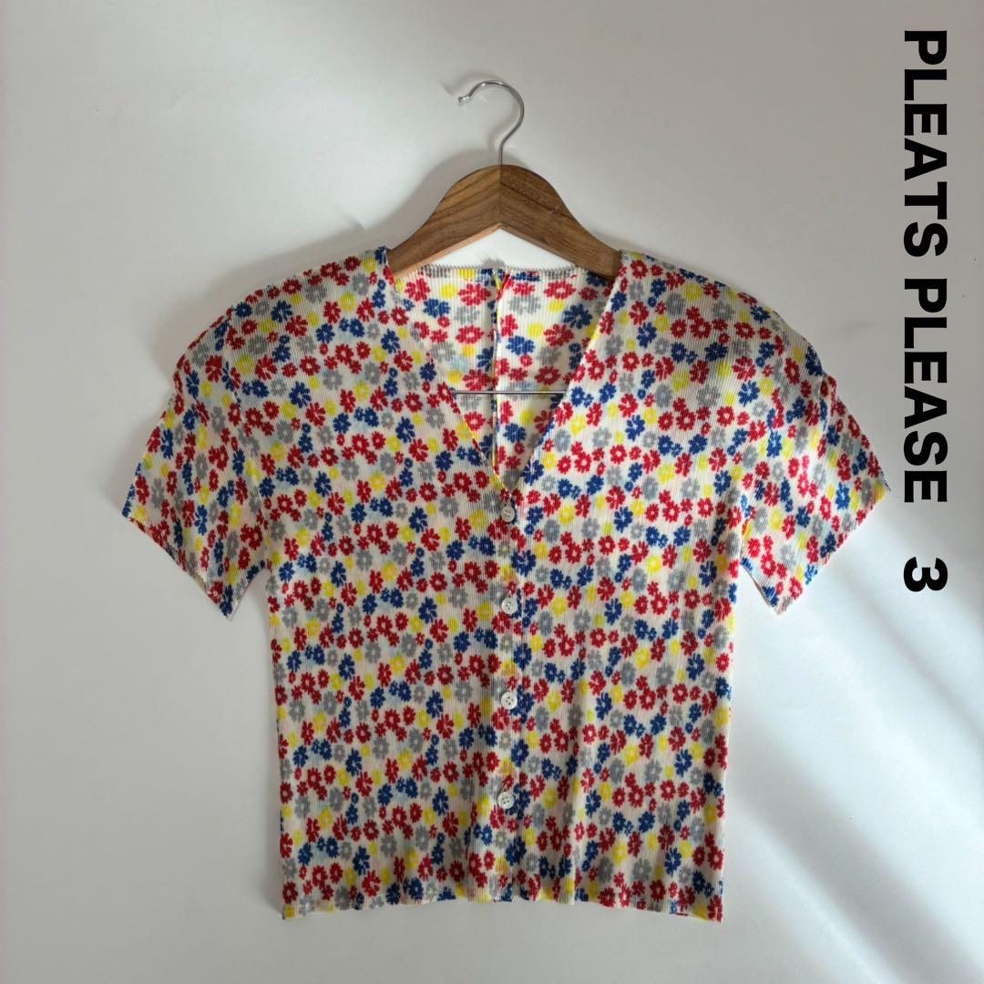 PLEATS PLEASE プリーツプリーズ☆小花柄半袖フロントボタン 3