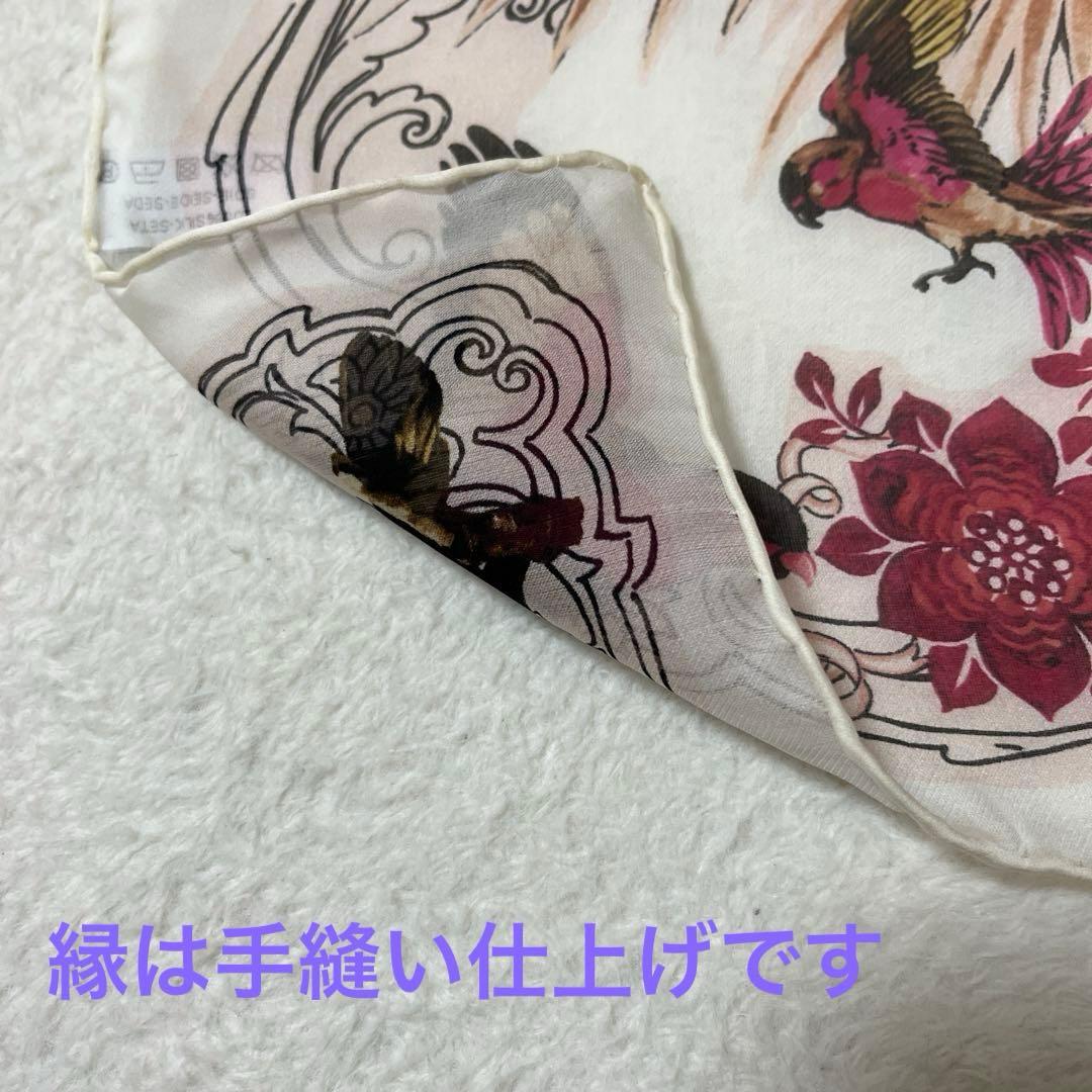 美品　サルバトーレフェラガモ　シフォン　ストール　虎　鳥　花柄