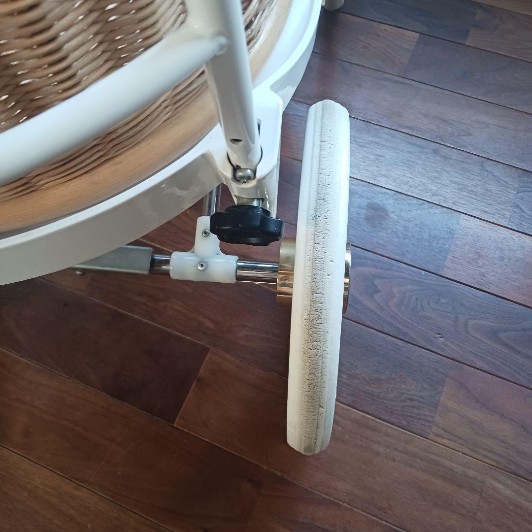 プスプス 東京乳母車 リバティプリント グリーン★フェンス付 ベビーカー 白車輪