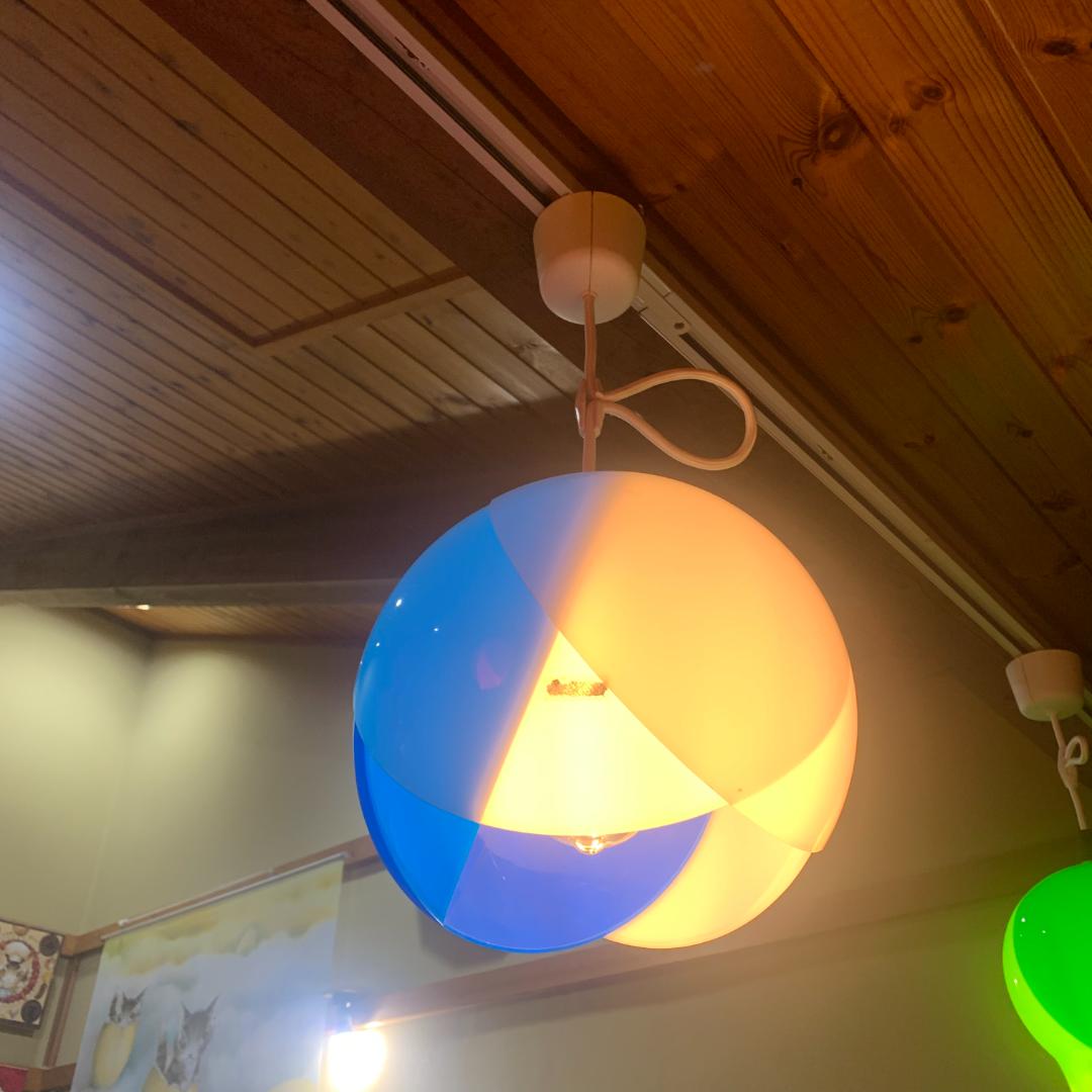 チューリップライト ブルー その2 昭和レトロ ペンダントライト コード交換済
