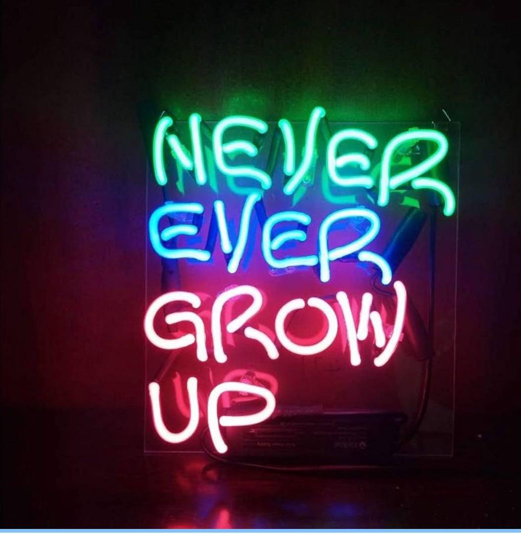 オリジナル　ネオン管　NEVER EVER GROW UP ガラス管 多色ライト