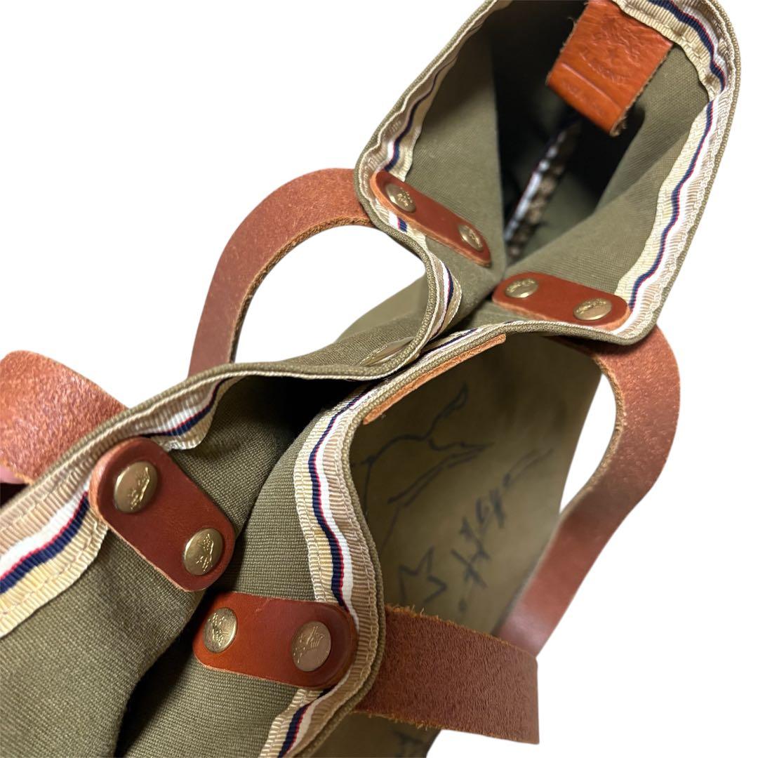 【美品】 ILBISONTE オリーブ キャンバス製 トートバッグ インビゾルテ