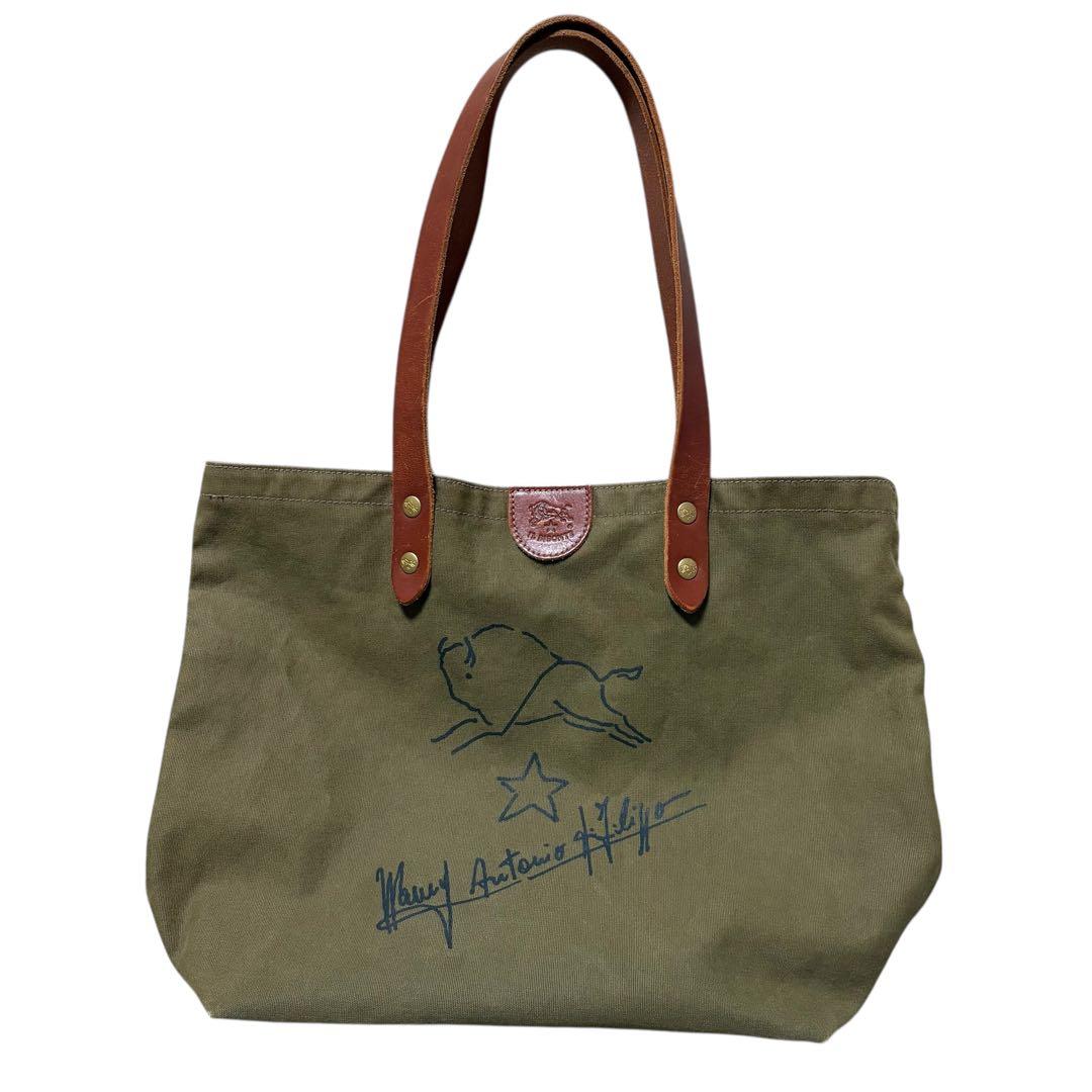 【美品】 ILBISONTE オリーブ キャンバス製 トートバッグ インビゾルテ