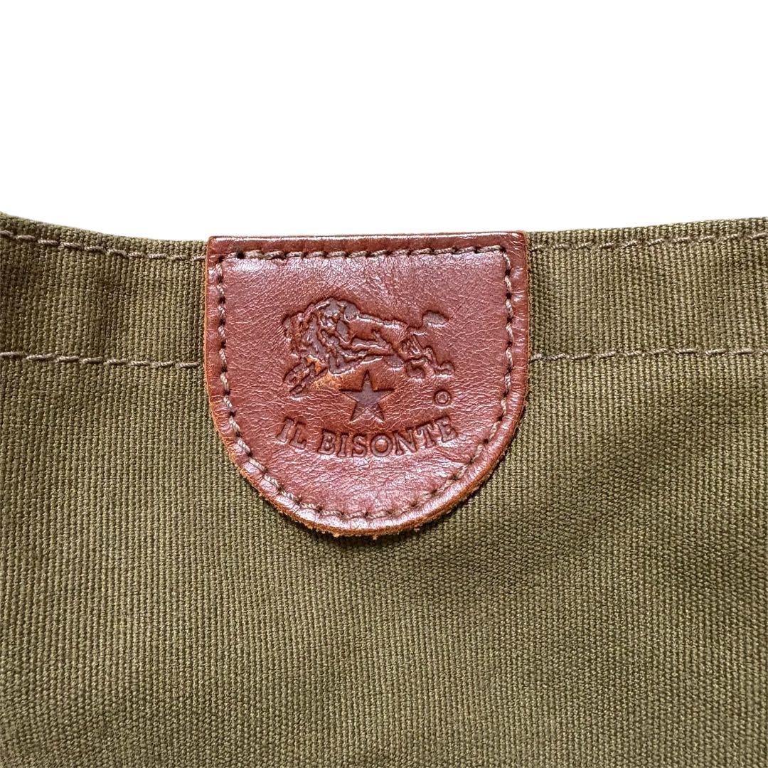 【美品】 ILBISONTE オリーブ キャンバス製 トートバッグ インビゾルテ