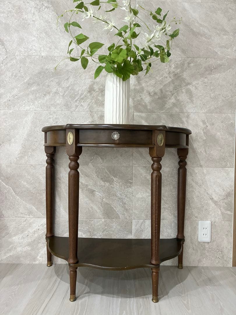 コンソールテーブル　引き出し付き　花代　アンティーク調　サイドテーブル　木製