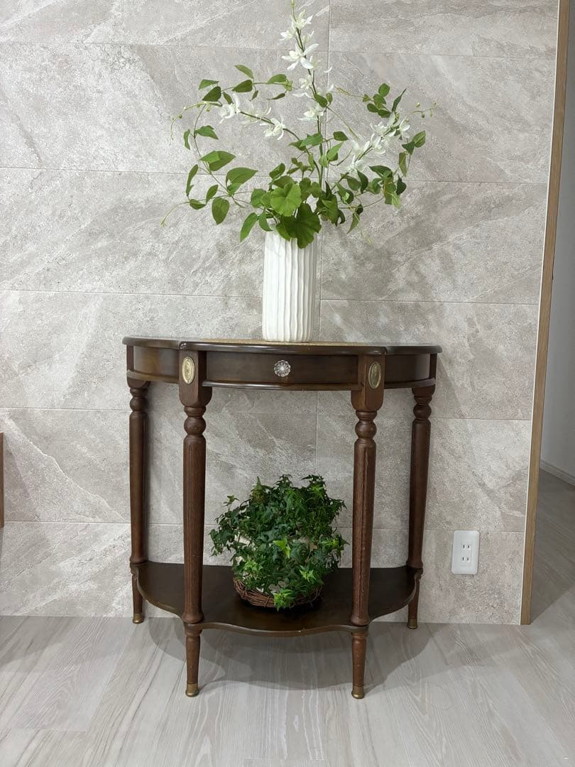 コンソールテーブル　引き出し付き　花代　アンティーク調　サイドテーブル　木製