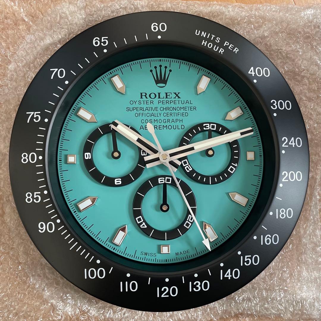 新品 海外販促品 ROLEX掛け時計 デイトナ 黒／ブルー！