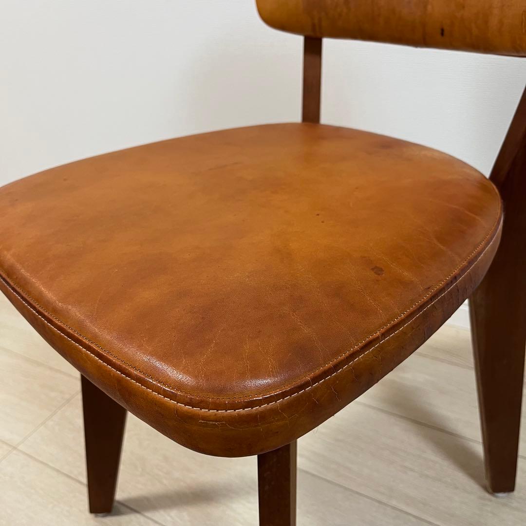 (と01)本革 無垢 ダイニングチェア 国産ヴィンテージ シャルドネ系 WULC