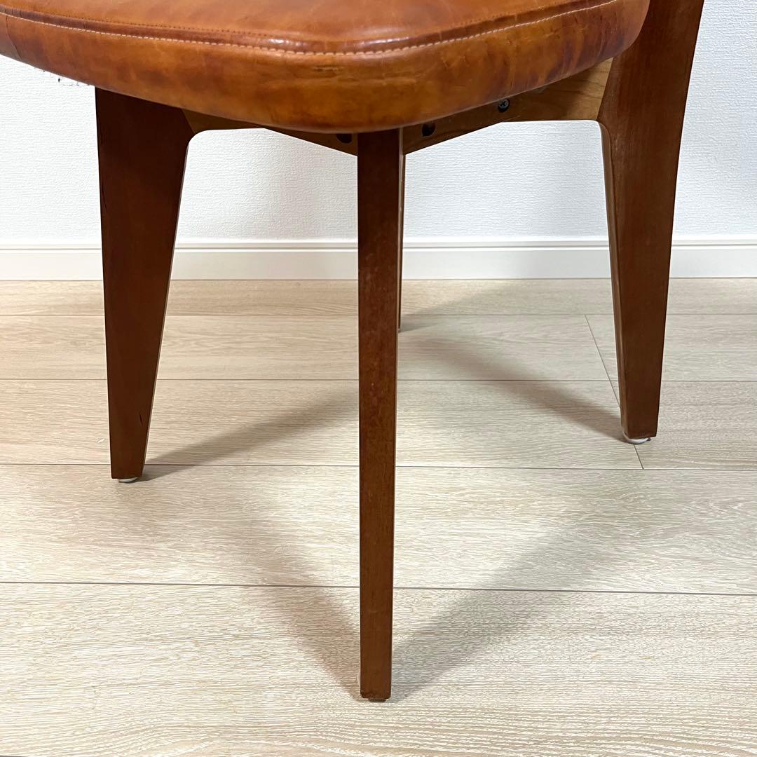 (と01)本革 無垢 ダイニングチェア 国産ヴィンテージ シャルドネ系 WULC