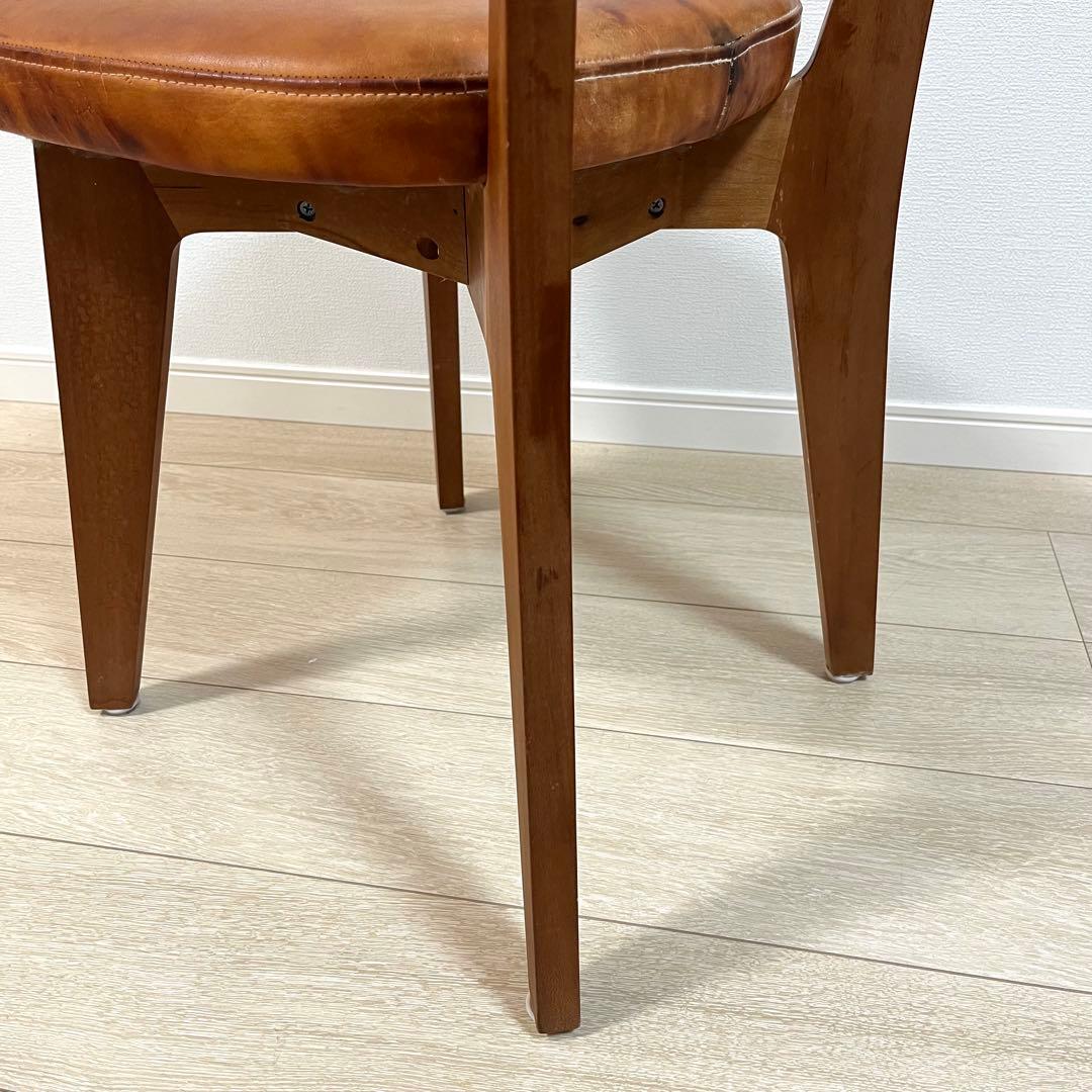 (と01)本革 無垢 ダイニングチェア 国産ヴィンテージ シャルドネ系 WULC