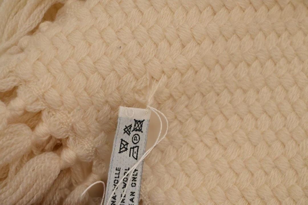 【美品】Hermès　エルメス　クリーム色　フリンジ付き毛布　ブランケット