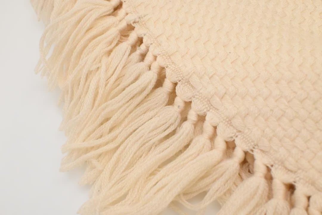 【美品】Hermès　エルメス　クリーム色　フリンジ付き毛布　ブランケット