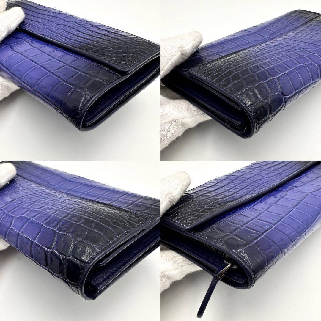 極美品✨ボッテガヴェネタ クロコダイル マルチカラー 長財布 ウォレット