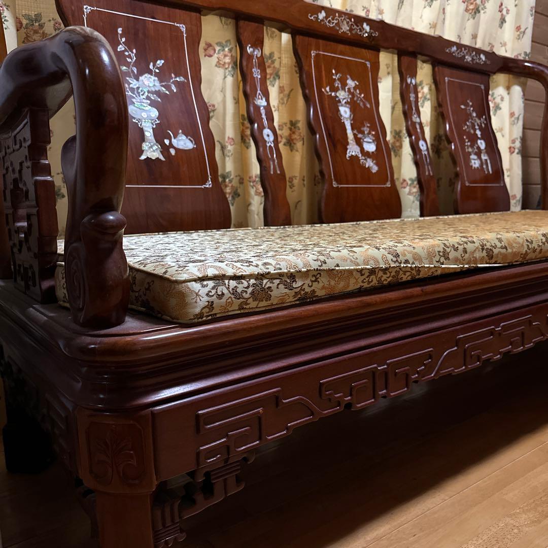 最終価格　骨董品　螺鈿　ベンチチェア　長椅子