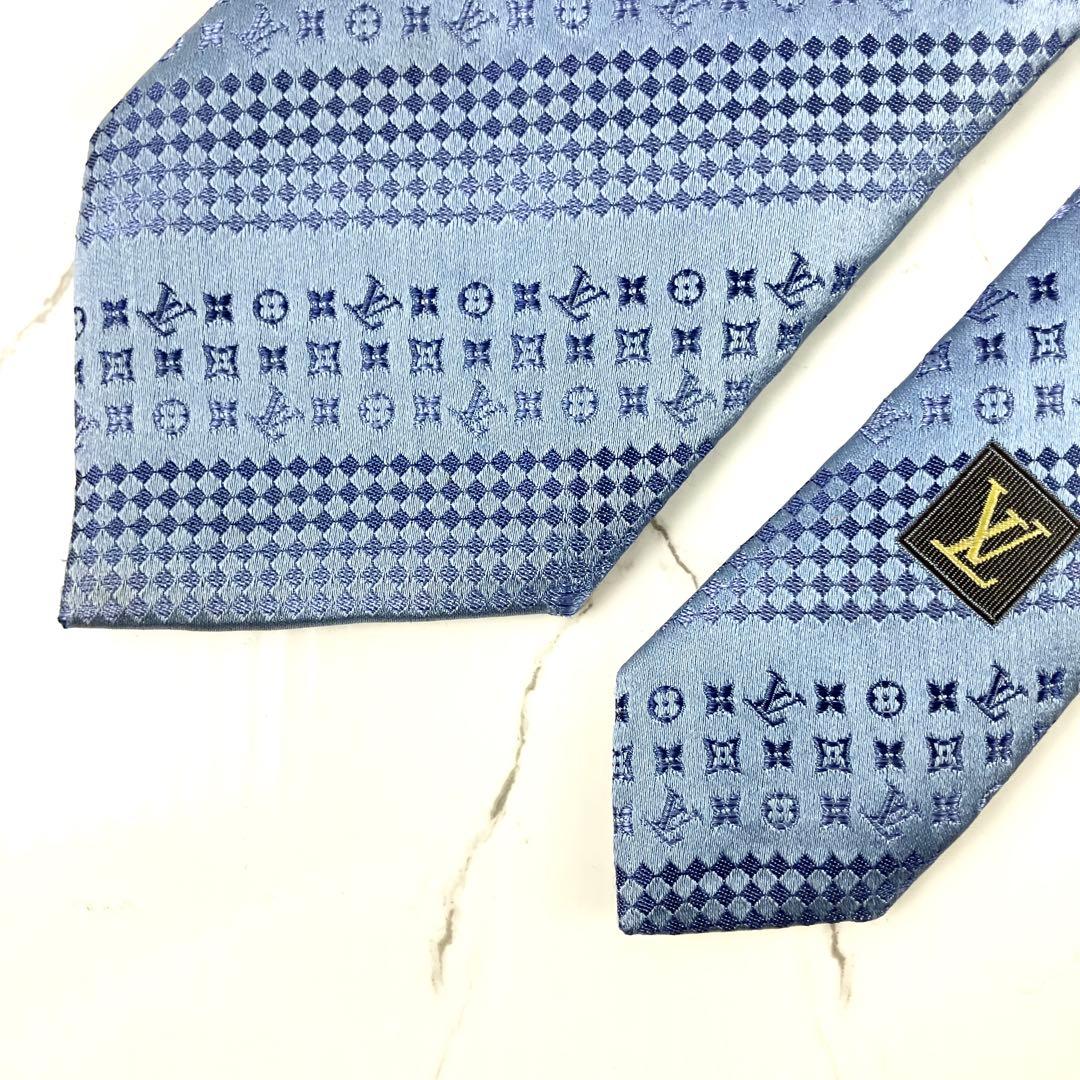 ルイヴィトン　ネクタイ　モノグラム　ダミエ　ストライプ　ソリッド　ブルー