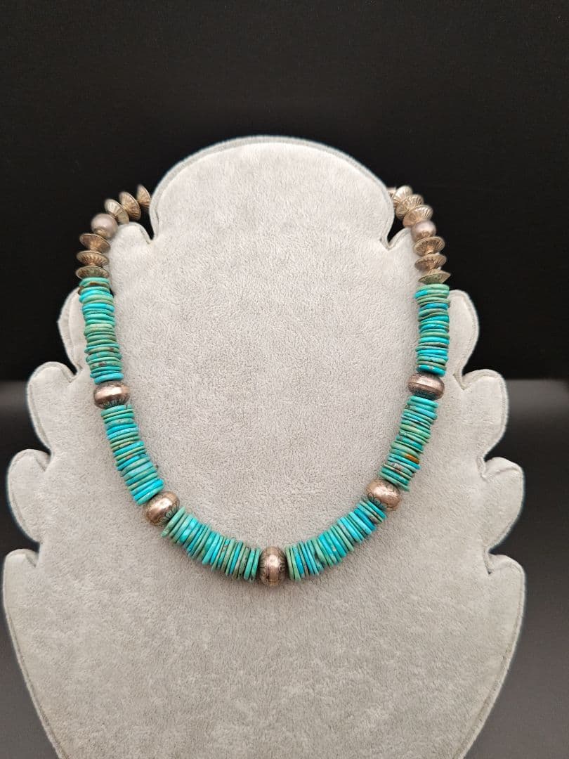 インディアンジュエリー◎ターコイズネックレス◎ナバホパール◎sterling