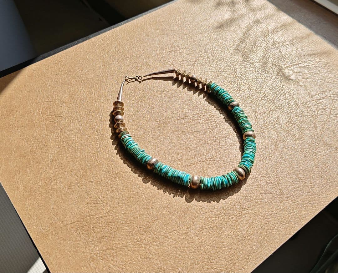 インディアンジュエリー◎ターコイズネックレス◎ナバホパール◎sterling