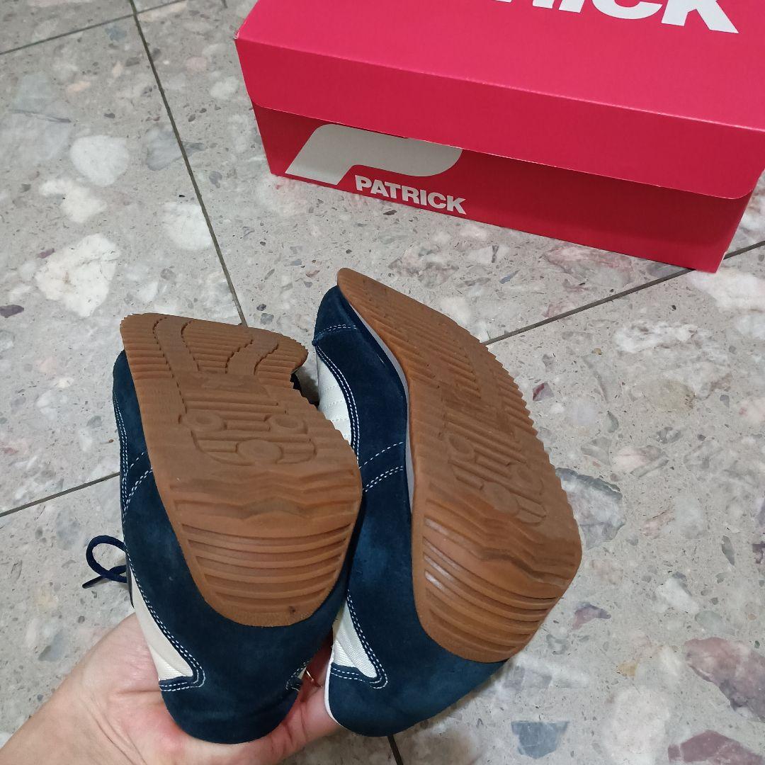 美品PATRICK ネイビー ホワイト スニーカー 箱付き　24.5センチ　39