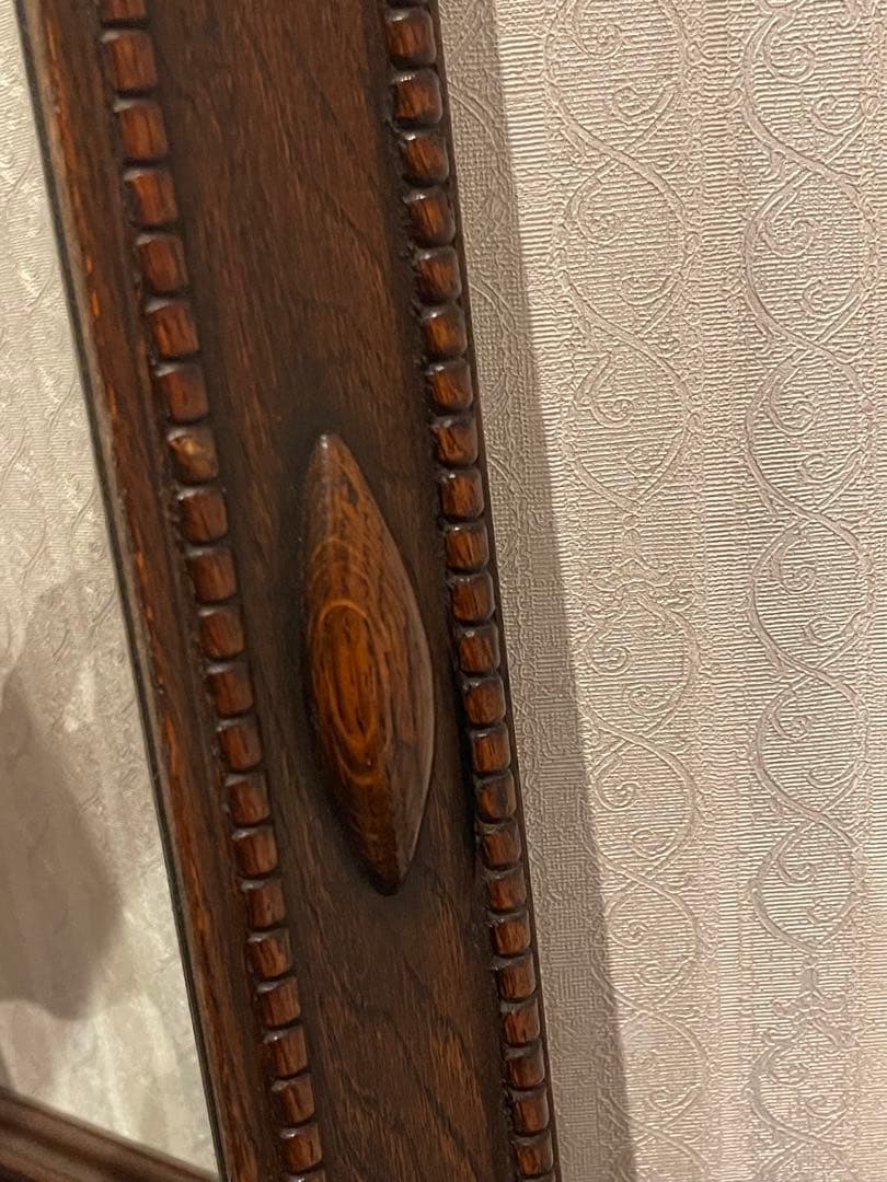 英国 アンティーク ミラー オクタゴン 八角形 木製 ウォールナット