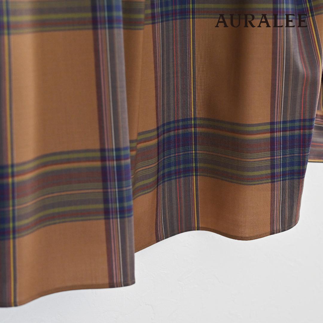 美品 AURALEE ウールチェックシャツ ブラウン