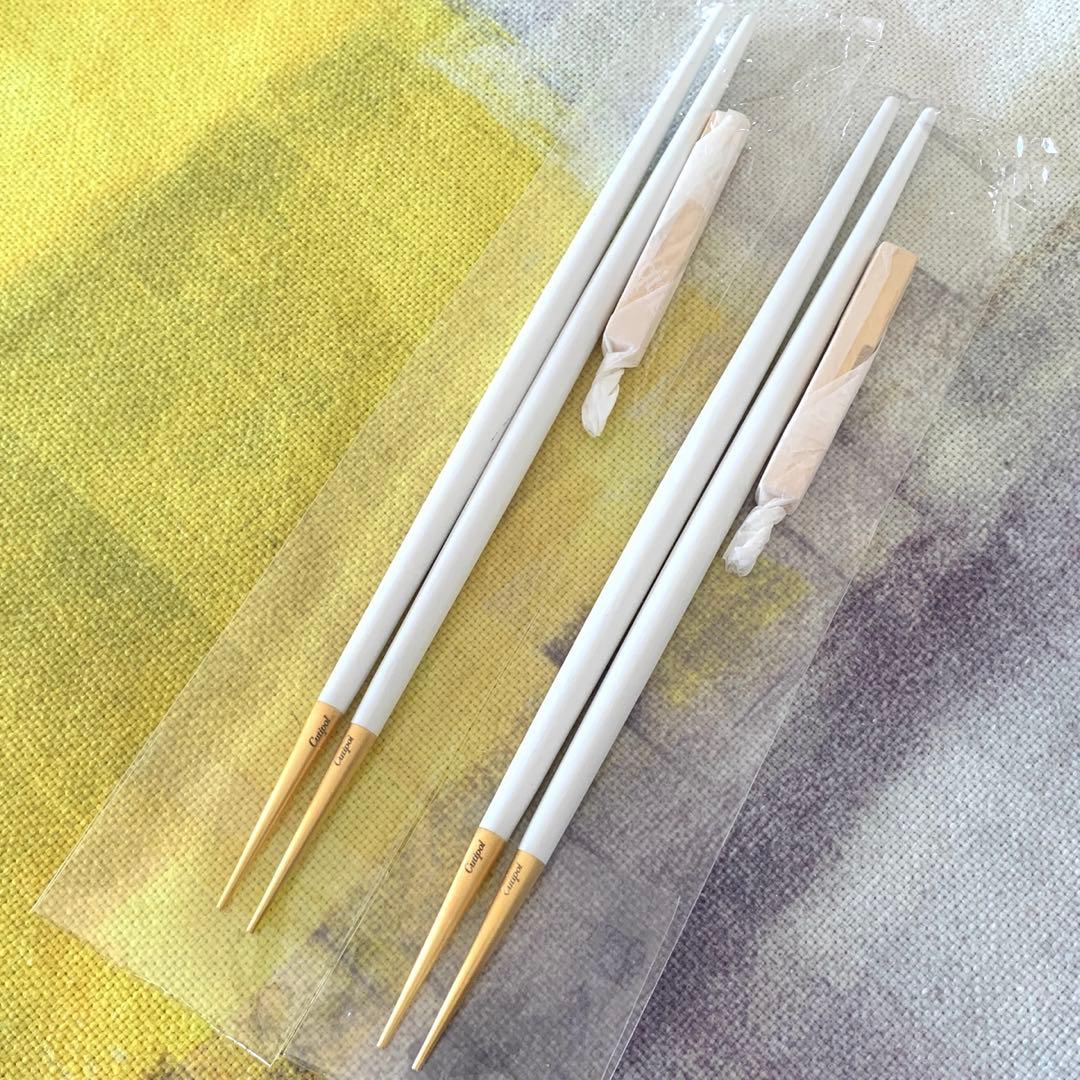 Cutipol クチポール ゴア 箸＋箸置きセット ホワイト　ゴールド 2セット