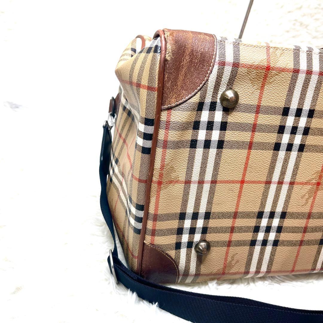 【良品】 バーバリーズ ボストンバッグ ノバチェック 大容量 トラベル