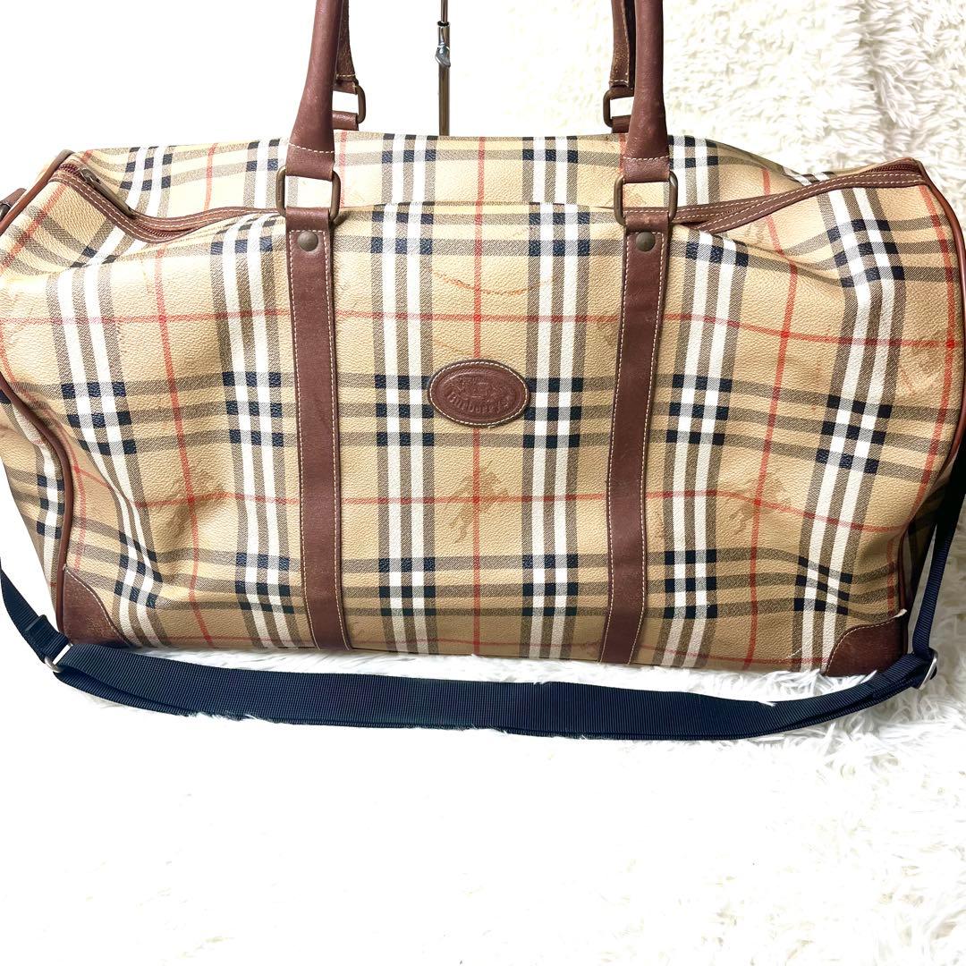 【良品】 バーバリーズ ボストンバッグ ノバチェック 大容量 トラベル
