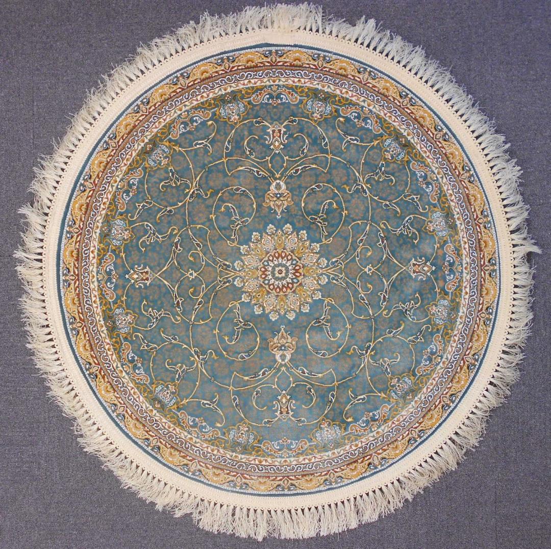 立体柄、144万ノット！高密度、本場イラン産 絨毯！円形200cm-200621