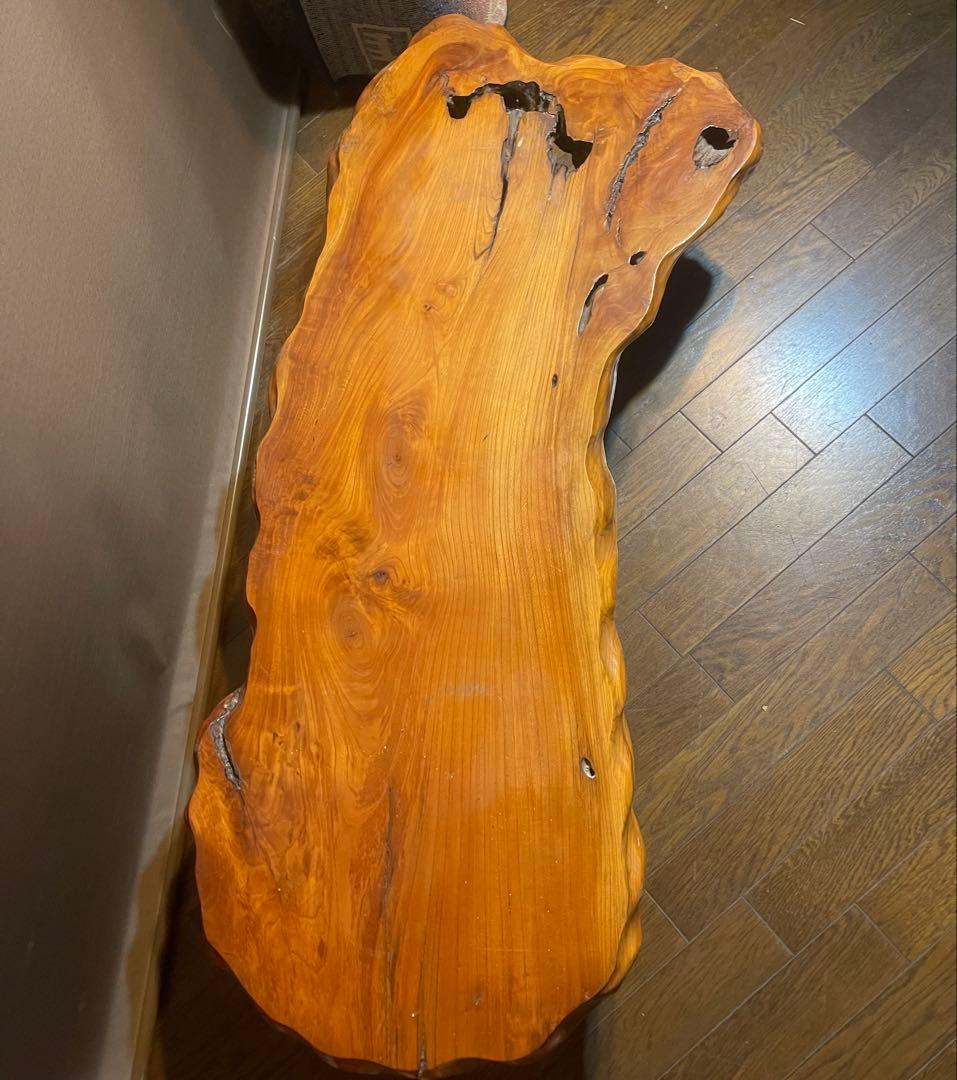 昭和レトロな木製天然木一枚板の脚付き座卓