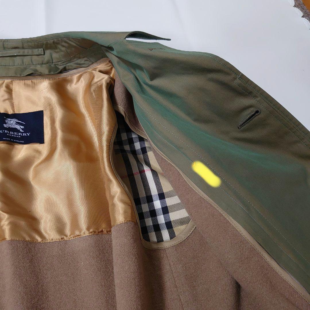 美品◆英国製 BURBERRY ステンカラーコート 玉虫色 48 ライナー付き